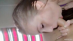 In this homemade clip, she locks eyes while sucking his cock deepthroat style.