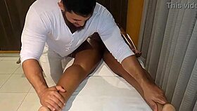 Did you see the therapist remove those panties? This real tantric massage with a Brazilian teen's pussy play turns wild.