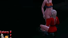 On the beach, a blonde shemale passionately engages in anal sex with a sexy girl.