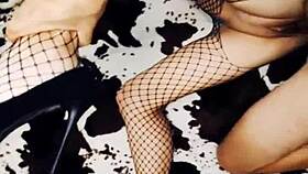 Milf wife anal fucked in mesh lingerie POV