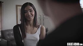 A petite teen encounters a bad guy with a big cock