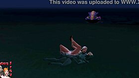 On the beach, a blonde shemale passionately engages in anal sex with a sexy girl.