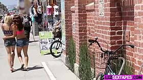 Two women record homemade tape together