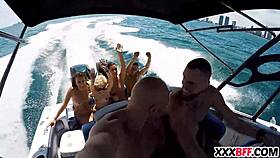 Intense group hardcore with petite teen 18+ hoes on boats, pov pussy and cock action