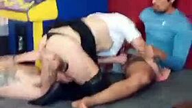 Trio Action with Stunning Kawai Trans in Wild Group Scene