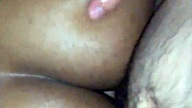 Ebony girlfriend bent over for doggystyle interracial cock