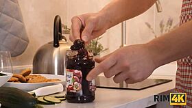 Breakfast turns into asslicking delight in the kitchen with wife