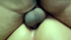 hard anal sex with the cuckold's wife, leading to orgasm and creampie.