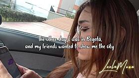 my first time flashing tits and pussy on street with leela moon