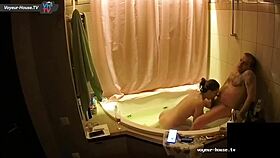 Hot jacuzzi sex: foot fetish couple