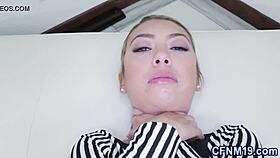 Clothed Teen Slut Receives Facial Cumshot