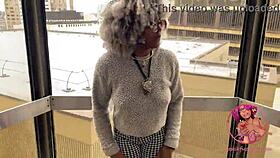 flashing pierced nipples in elevator