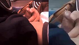 young woman performs oral sex in the car