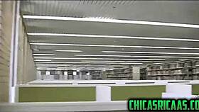 Busty Brunette In Library Usa!