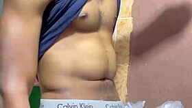 Jerking Off His Big Long Black Dick Cumshot