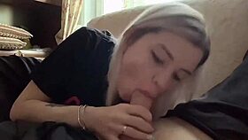 Blonde teen gives blowjob before anal creampie.