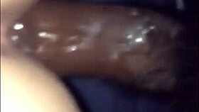 Ebony babe's white pussy creams from black cock in homemade interracial orgasm