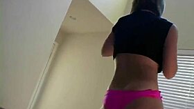 Blonde Teen Dances Seductively in Panties, Teasing Her Shaved Body and Small Tits