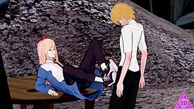feel the excitement in denji power chainsaw man hentai sex blowjob and cumshot
