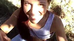 misty gives a blowjob closeup outdoor with toys and orgasm