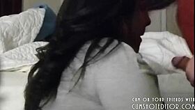 Submissive chubby slut intensely deepthroats big cocks on webcam