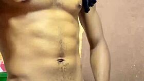 Jerking Off His Big Long Black Dick Cumshot