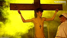 twink religious guy chats with priest