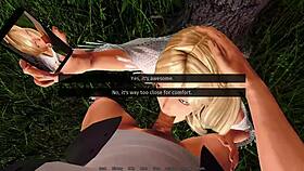 Detailed handjob scene in an anime hentai game featuring erotic interactions