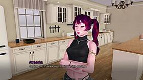 Detailed handjob scene in an anime hentai game featuring erotic interactions