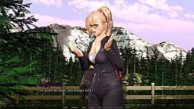 Detailed handjob scene in an anime hentai game featuring erotic interactions