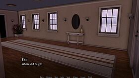 Detailed handjob scene in an anime hentai game featuring erotic interactions