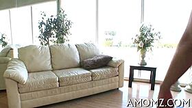 Mature woman with big tits groans loudly while sucking cock and getting blowjob