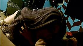 Young trans slut sucking thick hung cock for cumshot