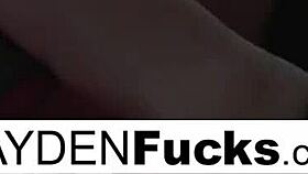 Jayden teases her wet pussy in solo play, big tits bouncing wildly.