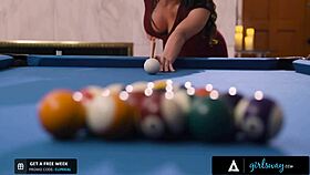 Wow! Busty Milf Lexi Luna Shows Nia Nacci Pool Table Ball Play