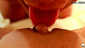 Close-up pussy licking big clit to orgasm in POV Khalessi 69 😍