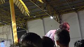 Hey, check out this wild erotic stripper tearing clothes and going nude outdoors 😏