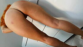 red head russian girl kriss wou teases with pink toy and anal plug