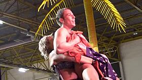 Hey, check out this wild erotic stripper tearing clothes and going nude outdoors 😏