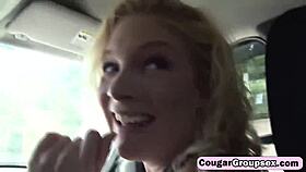 Three Cougar Pleasing Lucky Stud Boner On Couch