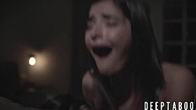 teen emily willis bravely takes big cock deep in her wet pussy, sucking and riding in cowgirl!