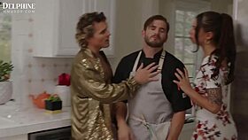 april olsen casually shares two big cocks in hardcore threesome blowjob