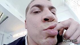 Fervid chick gives blowjob in pov and gets juicy pussy fucked!