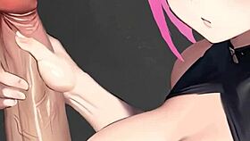 sakura gives an amazing handjob in uncensored hentai masturbation