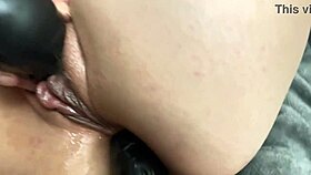 Horny petite wife gets wet fucking her interracial husband in couple pussy orgasm strikes