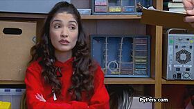 Busty latina steals and sucks guard's cock 😏