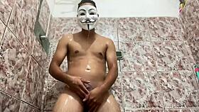 i feel so excited as the ebony novinho showers with his hard cock throbbing