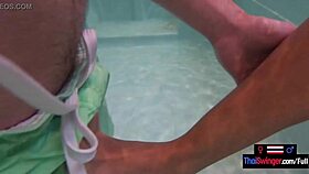 Amateur teen 18+ couple with big ass thai girlfriend having fun in the jacuzzi