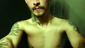 young guy shows off in gym shower