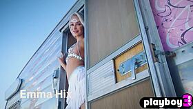 Beautiful Blonde Emma Hix Strips Naked And Shows Amazing Big Tits After Passionate Action